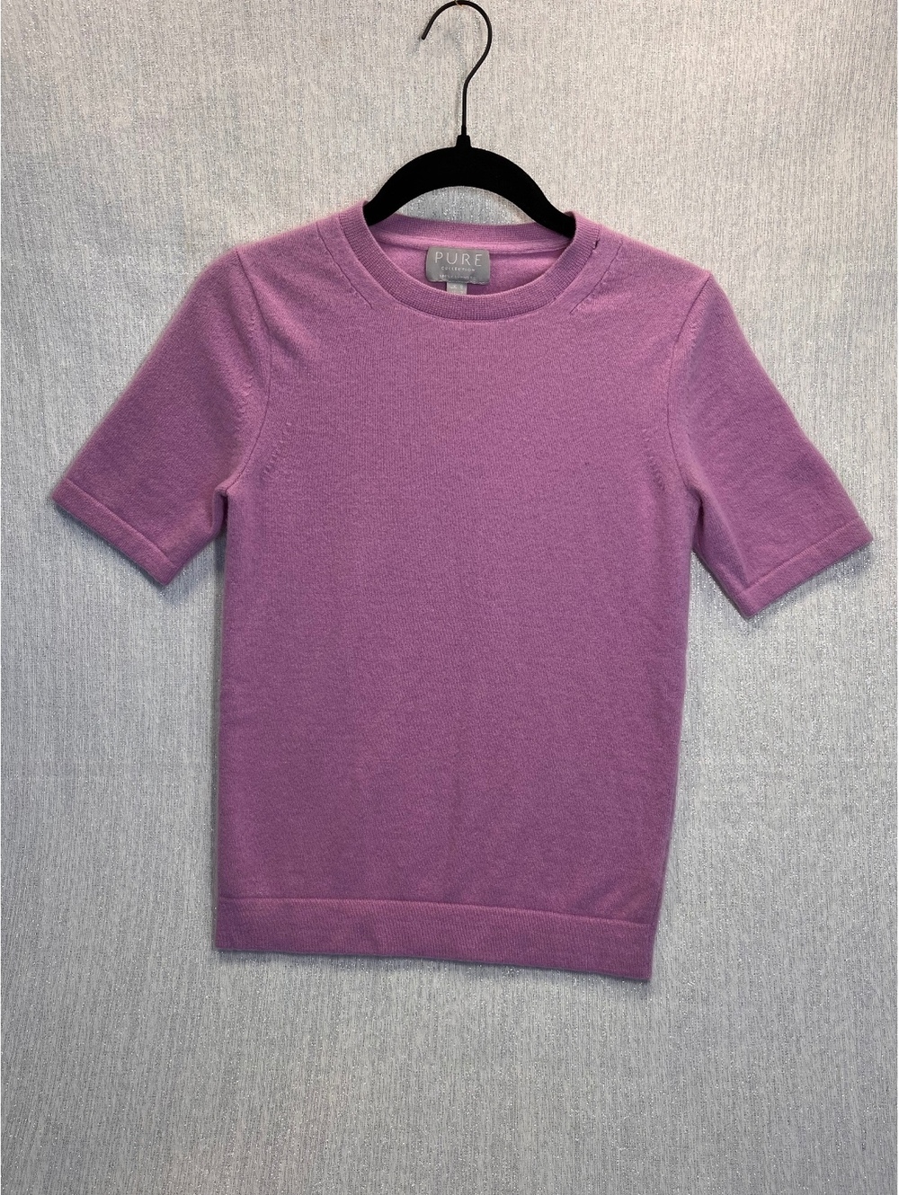 Pure Collection Lilac Purple Short Sleeve Cashmere Sweater UK 8 / US 2